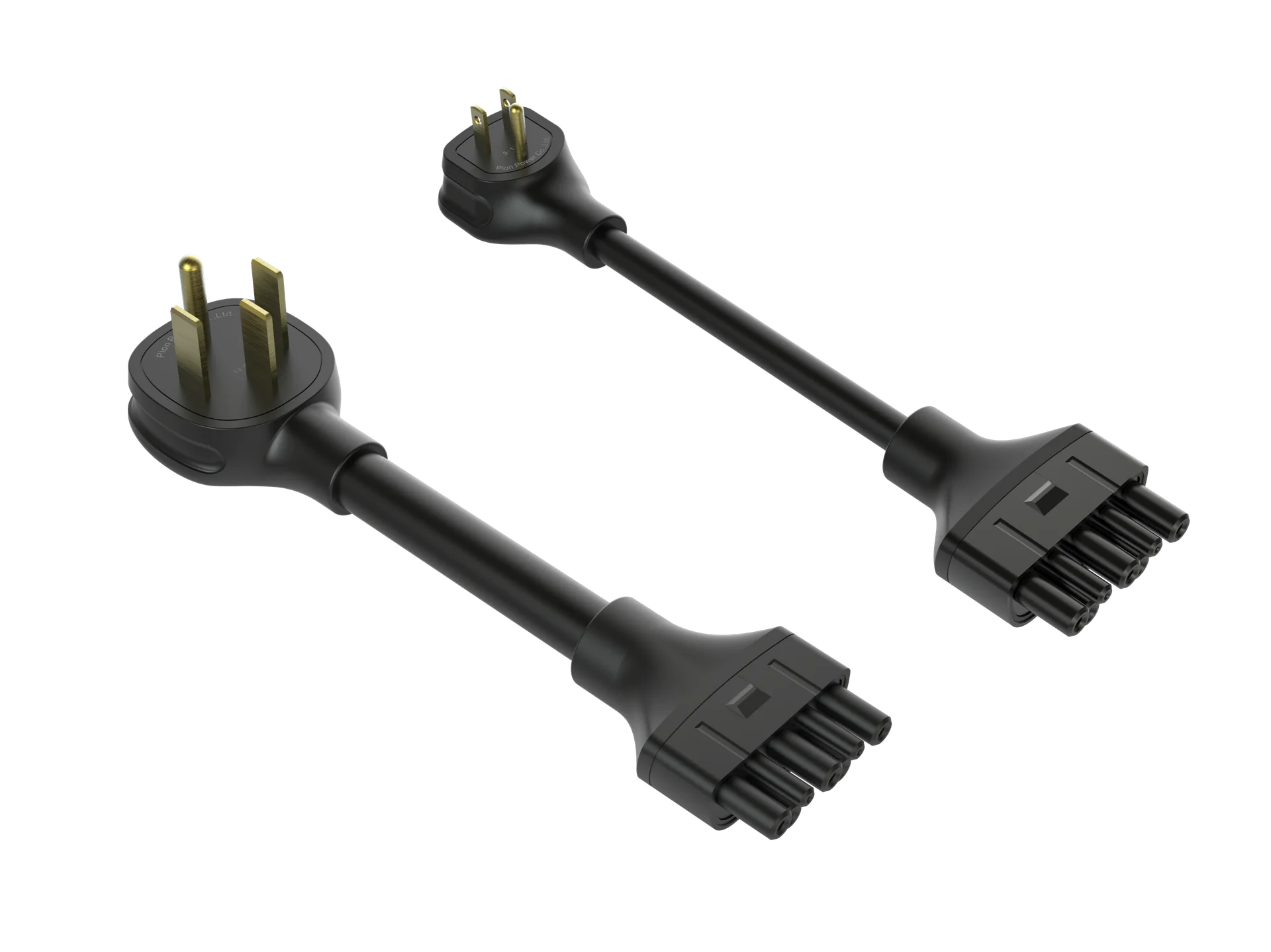 Pion Power Flex-AC LE charging adaptors N5-15P and N14-50P, supporting both 120V Level 1 and 240V Level 2 EV charging.