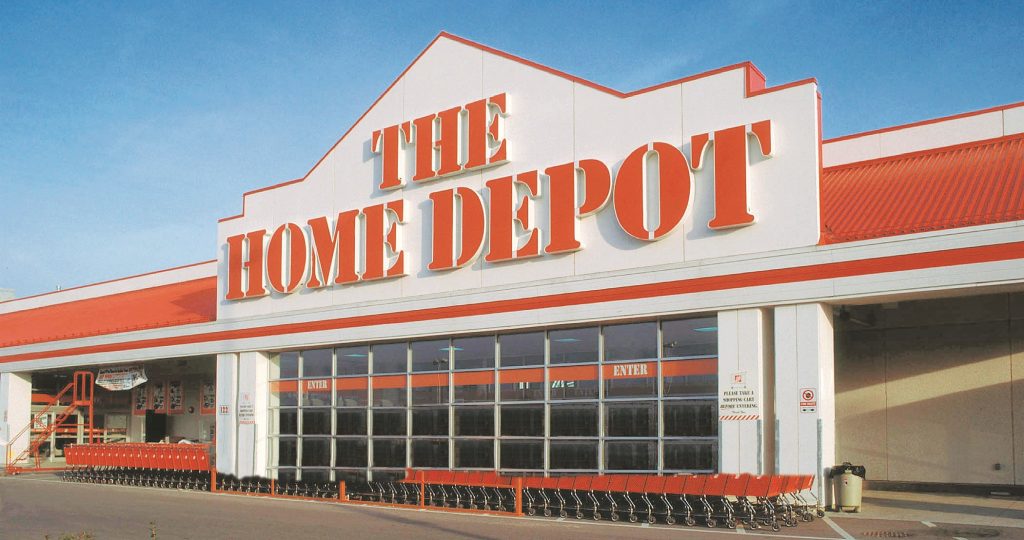 The front facade of a Home Depot store